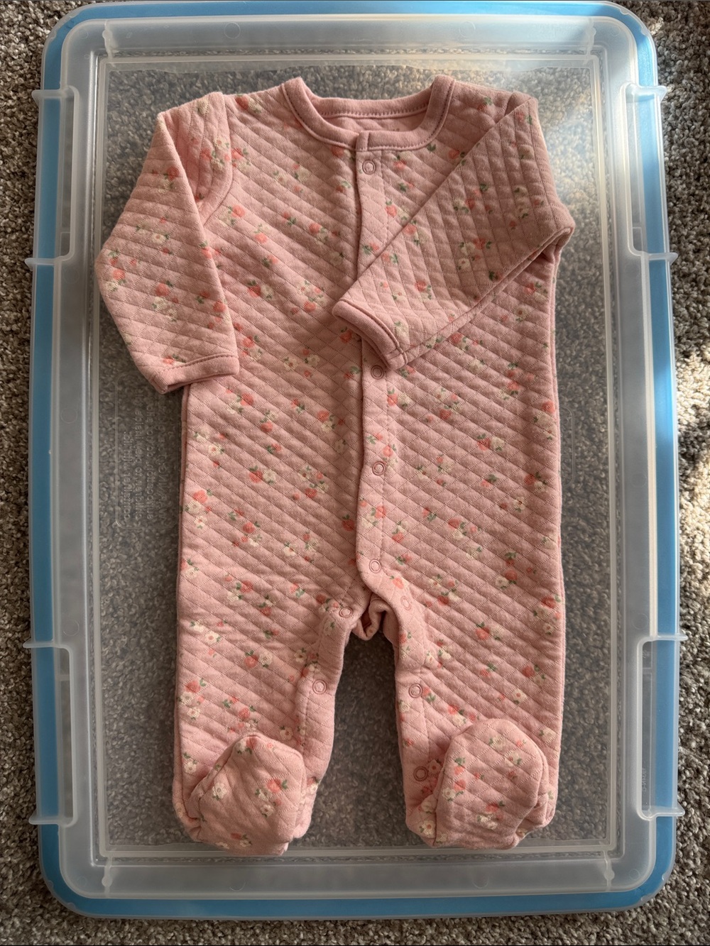 Chickpea Pink Floral Quilted Baby One-Piece Footed Romper
